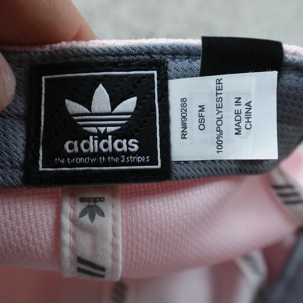 Adidas Hat Cap Mens One Size Pink Adjustable Strap Back Trefoil Patch Casual Gym